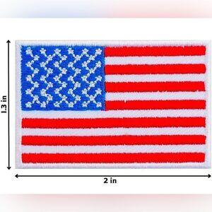 New In Package Pack Of 3 Small‎ USA Flag Iron On Patches